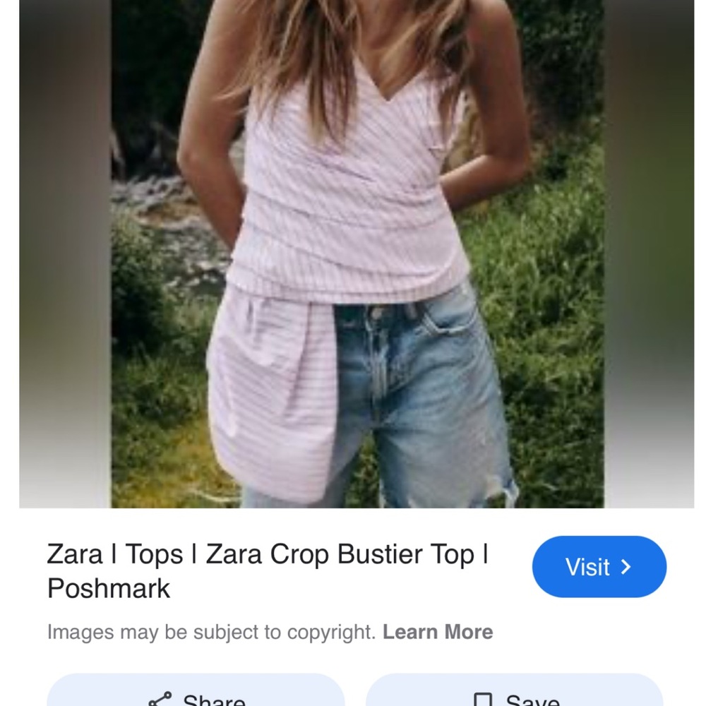 Zara Pink Pinstripes strapless top